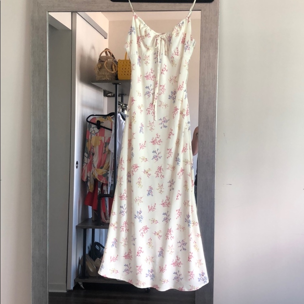 Cotton Candy LA white floral print midi dress S